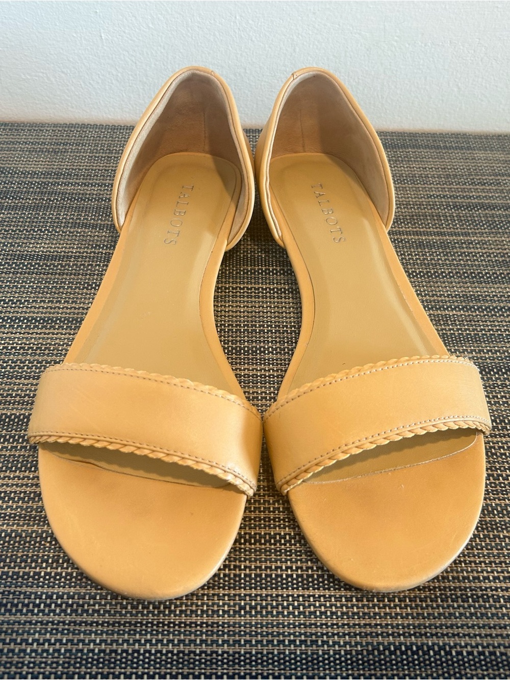 Talbots Tan Leather D'Orsay Flat Sandals